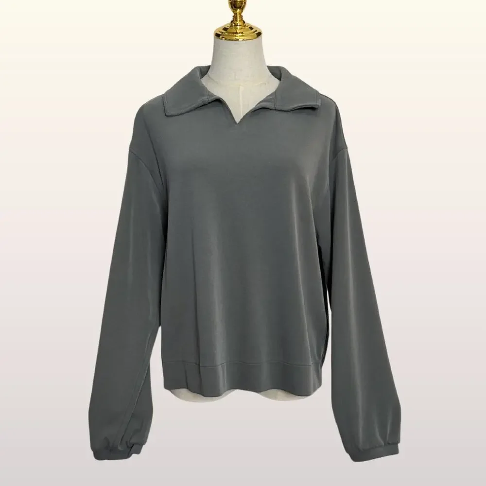 LULULEMON Softstreme Pique Oversized Long-Sleeve Polo Shirt size XS Palm Deco